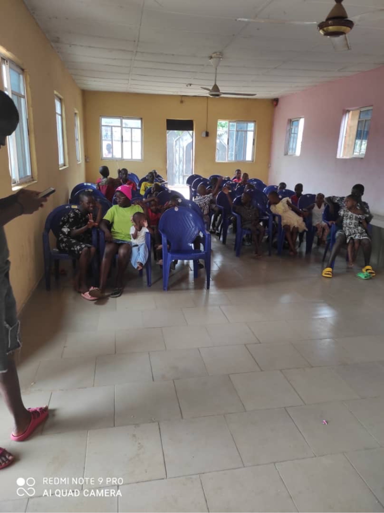 Children gathered at the event hall